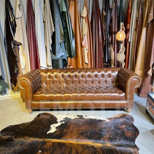 oxe hakiki deri üçlü chester koltuk