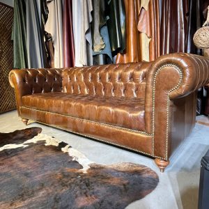 oxe hakiki deri üçlü chester koltuk