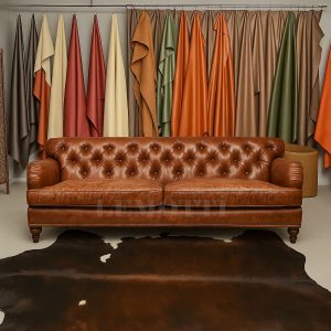 hakiki deri üçlü chester koltuk