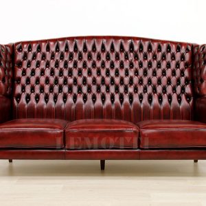 hakiki deri üçlü chester koltuk