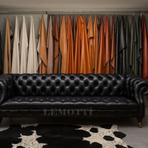 hakiki deri üçlü siyah chester koltuk