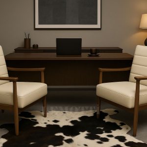 beyaz hakiki deri ofis berjer