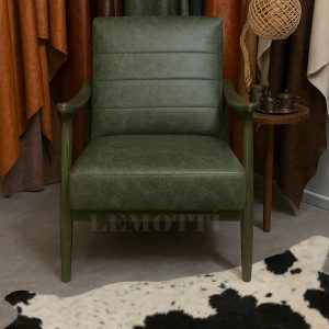 hakiki deri yeşil tekli koltuk